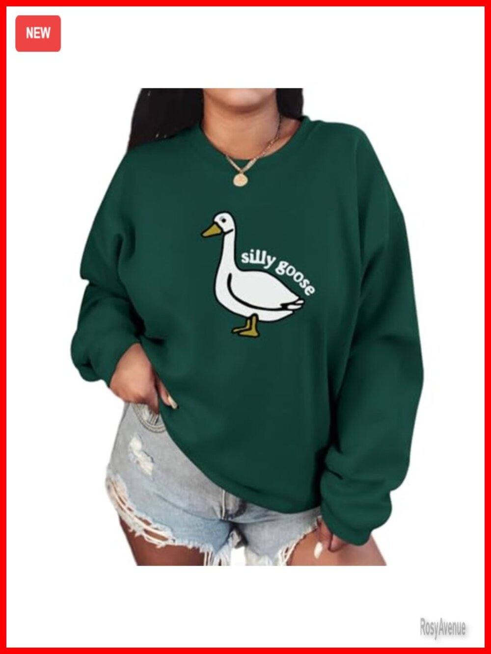 Silly Goose Graphic Crewneck Sweatshirt Long Sleeve Pullover Women